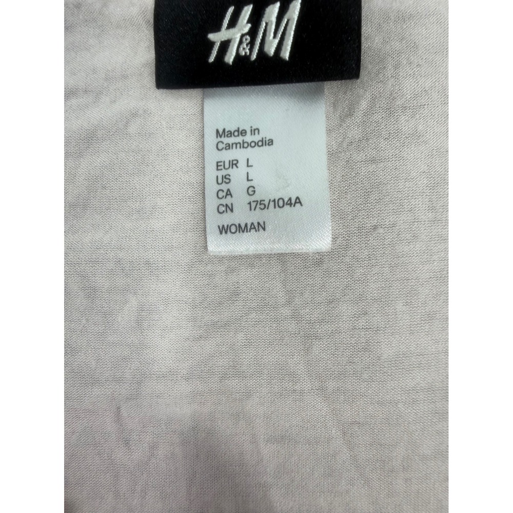 H&M Ruffle V-Neck Top Womens Large Blush Pink Sheer Trim Sleeveless - Picture 6 of 12